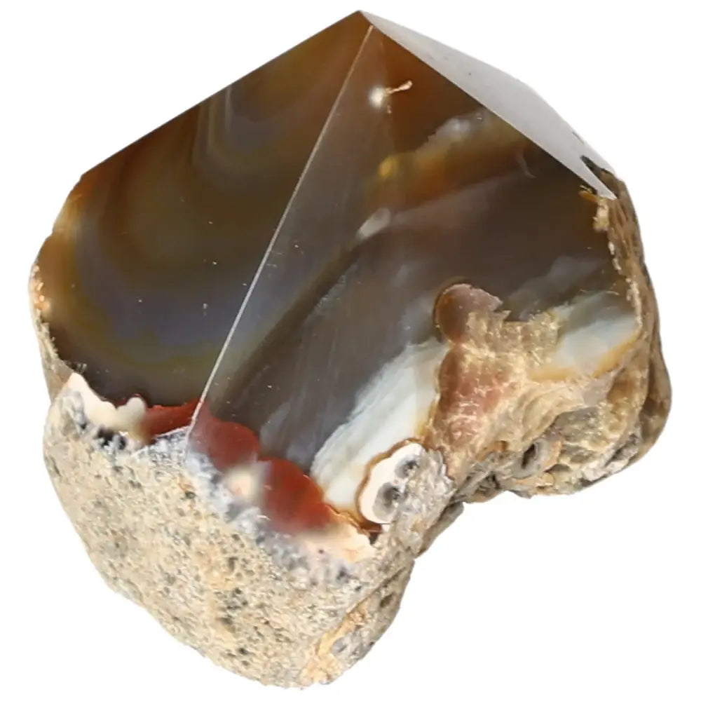 Polished Agate Point from Sylvia Crystals, showcasing elegant bands and smooth geometry, symbolizing harmony and luxury.