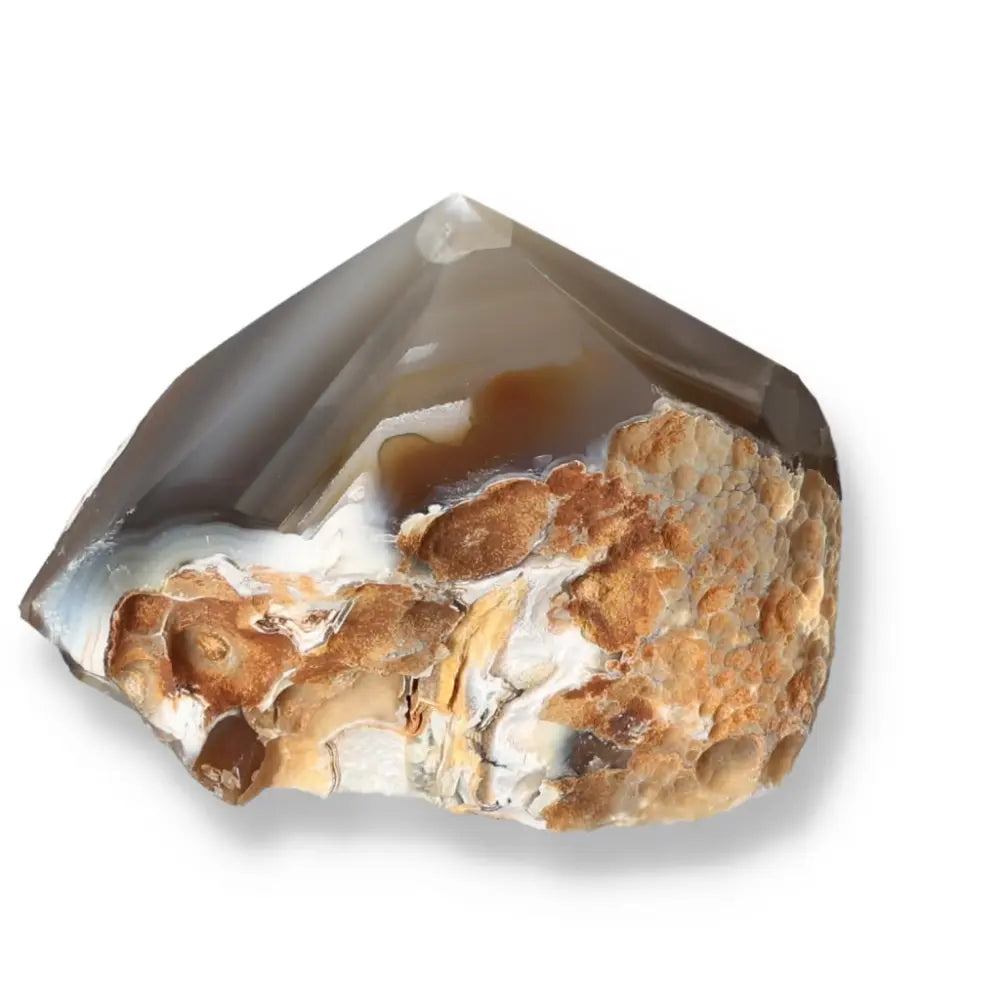Polished Agate Point by Sylvia Crystals, premium gemstone for energy balance and natural beauty enhancement.