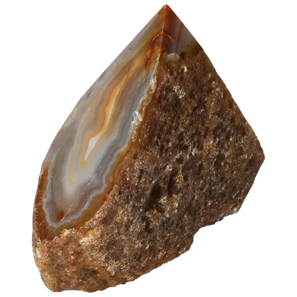 Polished Agate Point gemstone for spiritual harmony and luxury from Sylvia Crystals, featuring a fine polished finish and rich color layers.