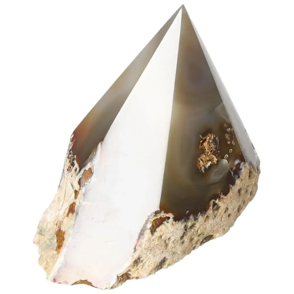Polished Agate Point gemstone for transformation and spiritual growth from Sylvia Crystals, showcasing natural beauty and energy harmony.