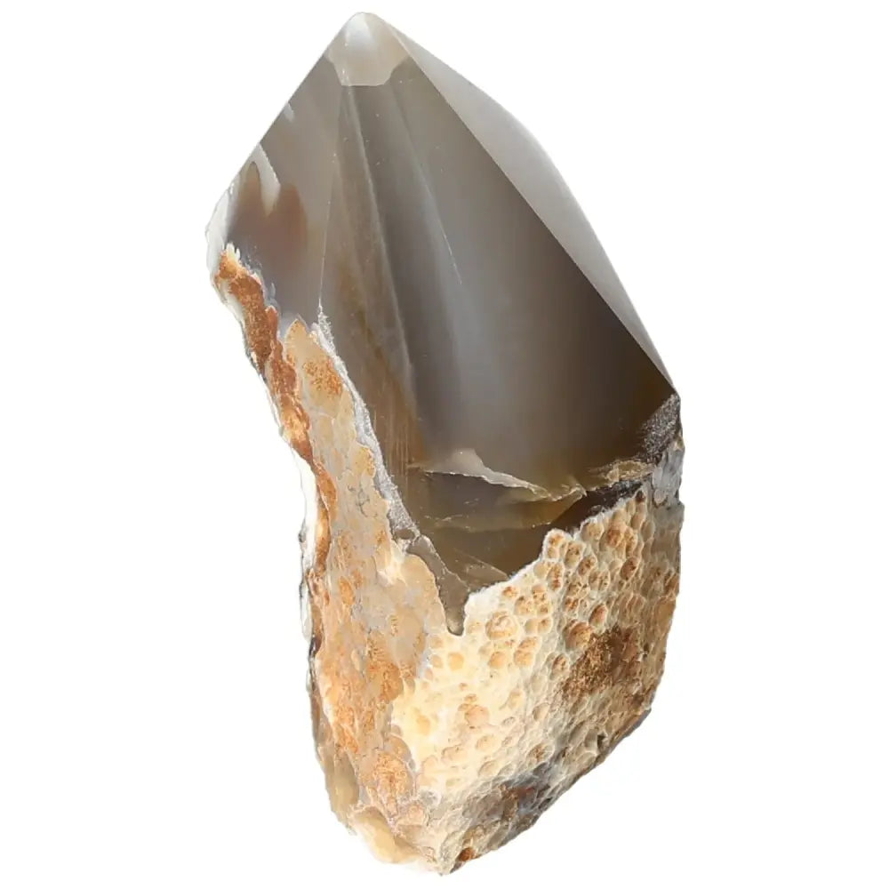 Polished Agate Point by Sylvia Crystals, showcasing its natural beauty and tranquil energy, perfect for harmonizing spaces.