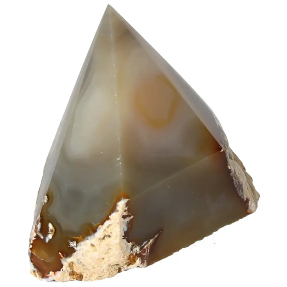 Polished Agate Point gemstone from Sylvia Crystals, showcasing natural beauty for spiritual growth and energy harmonization.