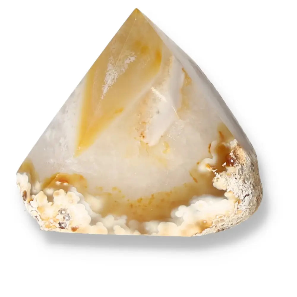 Polished Agate Point gemstone showcasing unique patterns, perfect for energy harmonization and protection, from Sylvia Crystals.
