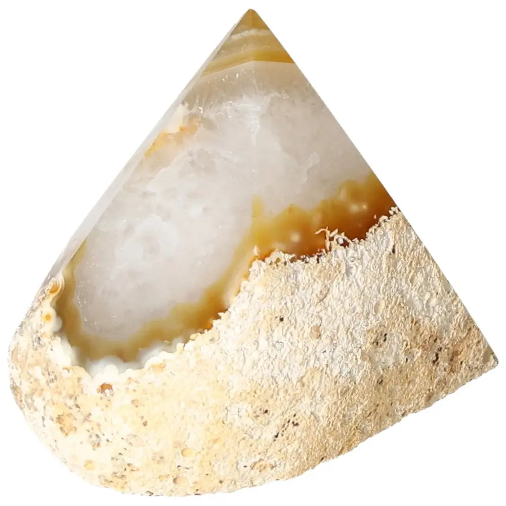 Polished Agate Point gemstone by Sylvia Crystals showcasing its natural beauty and energy-balancing properties.