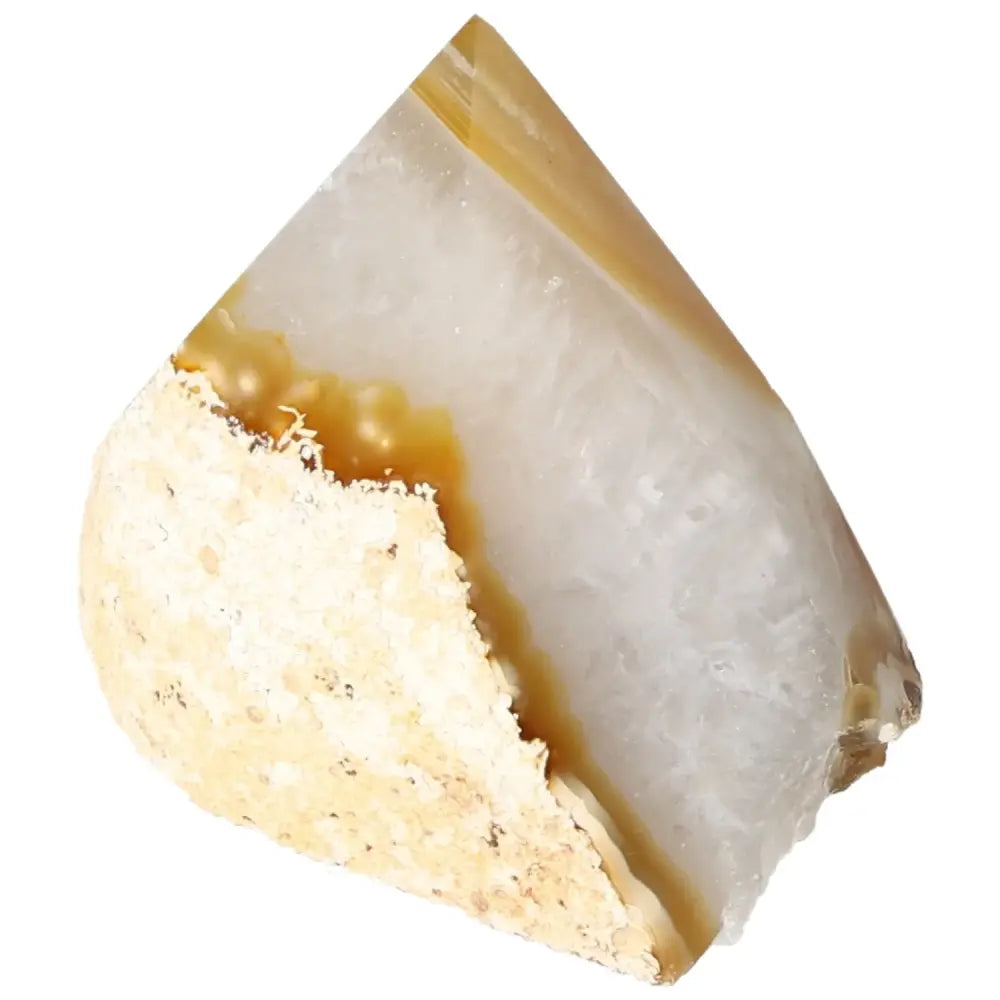 Polished Agate Point gemstone with natural texture from Sylvia Crystals, ideal for energy balance and spiritual protection.