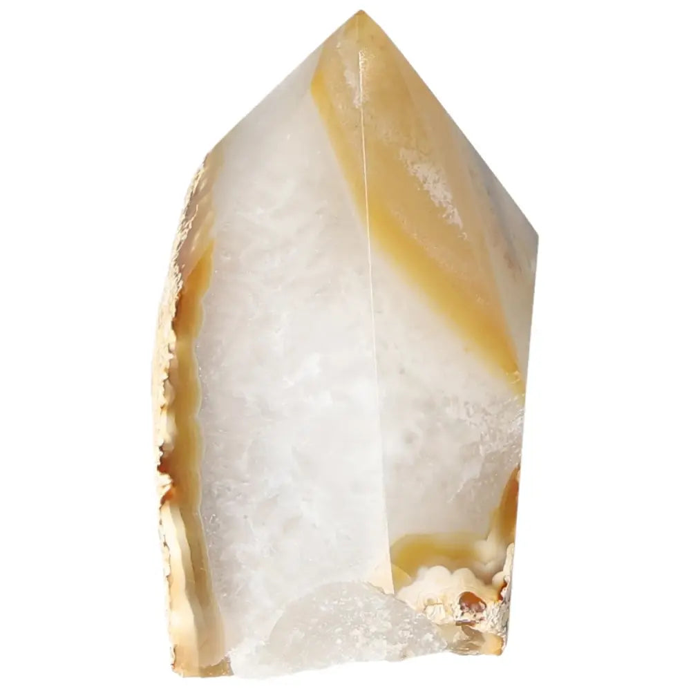 Polished Agate Point gemstone offering protection and balance from Sylvia Crystals, enhancing energy harmony in the body and spirit.