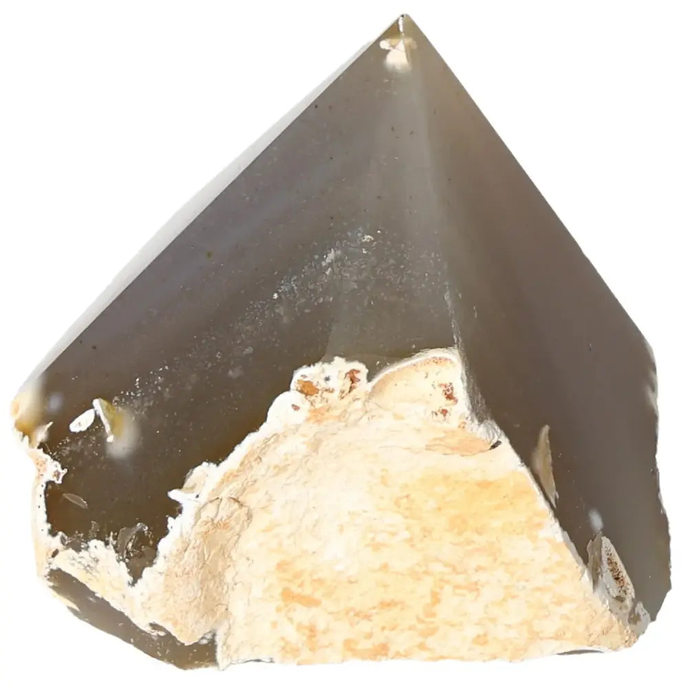 Polished Agate Point with rich color bands, a luxury gemstone from Sylvia Crystals, showcases elegance and tranquility for mindful living.