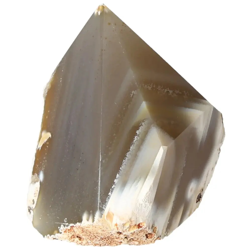 Polished Agate Point crystal with mesmerizing color bands from Sylvia Crystals, enhancing aesthetics and promoting calming energy.