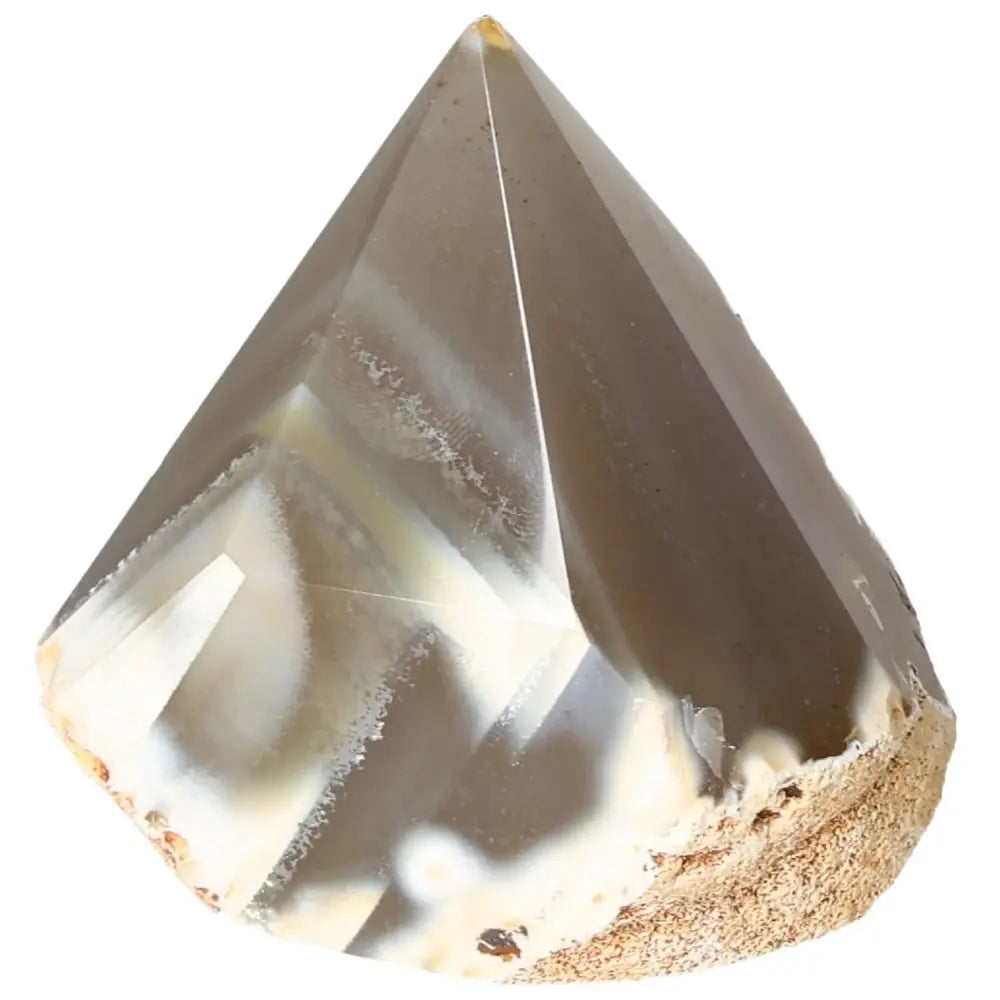 Polished Agate Point with mesmerizing color bands, enhancing luxury and mindful living from Sylvia Crystals.