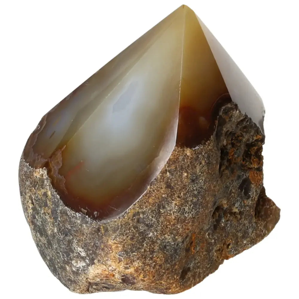 Polished Agate Point by Sylvia Crystals, showcasing a smooth surface, premium quality, and natural allure. Ideal for home decor.