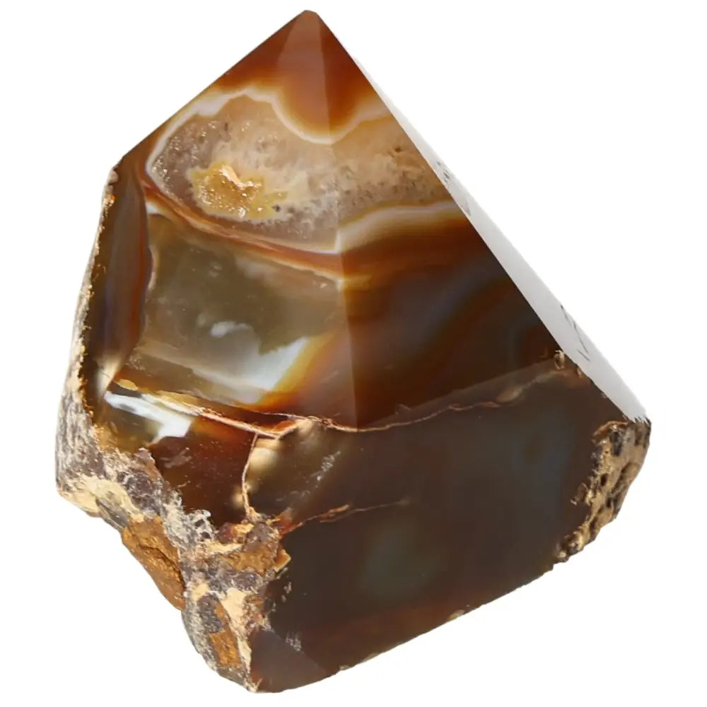 Polished Agate Point from Sylvia Crystals showcasing vibrant colors and natural patterns, perfect for spiritual collections.