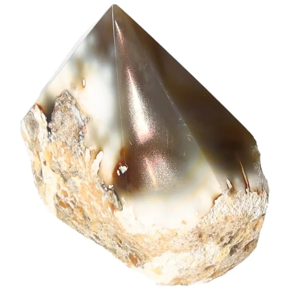 Polished Agate Point gemstone showcasing luxury and spiritual balance, ideal for enhancing collections, from Sylvia Crystals.