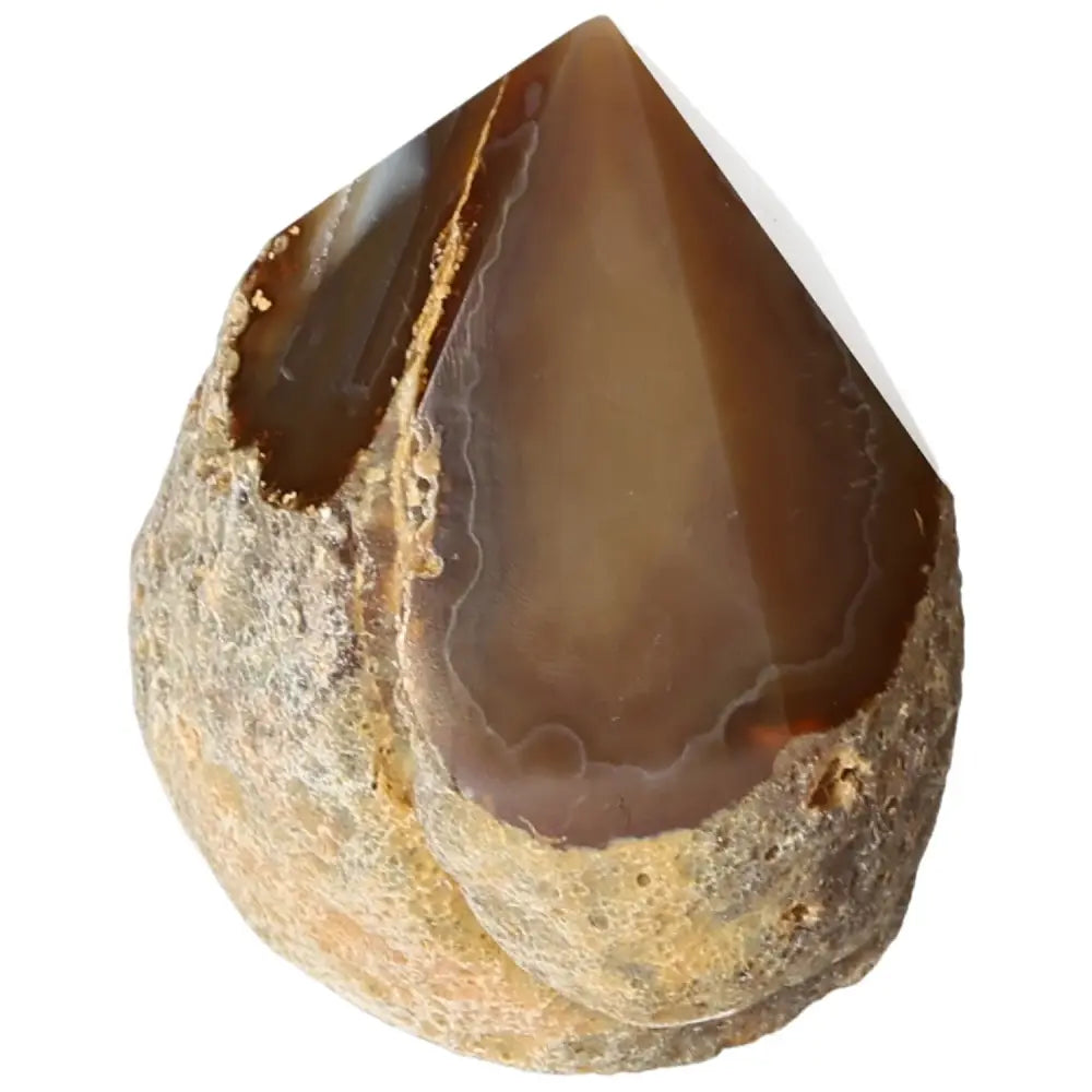 Polished Agate Point gemstone showcasing natural elegance and energy balancing properties, exclusively from Sylvia Crystals.