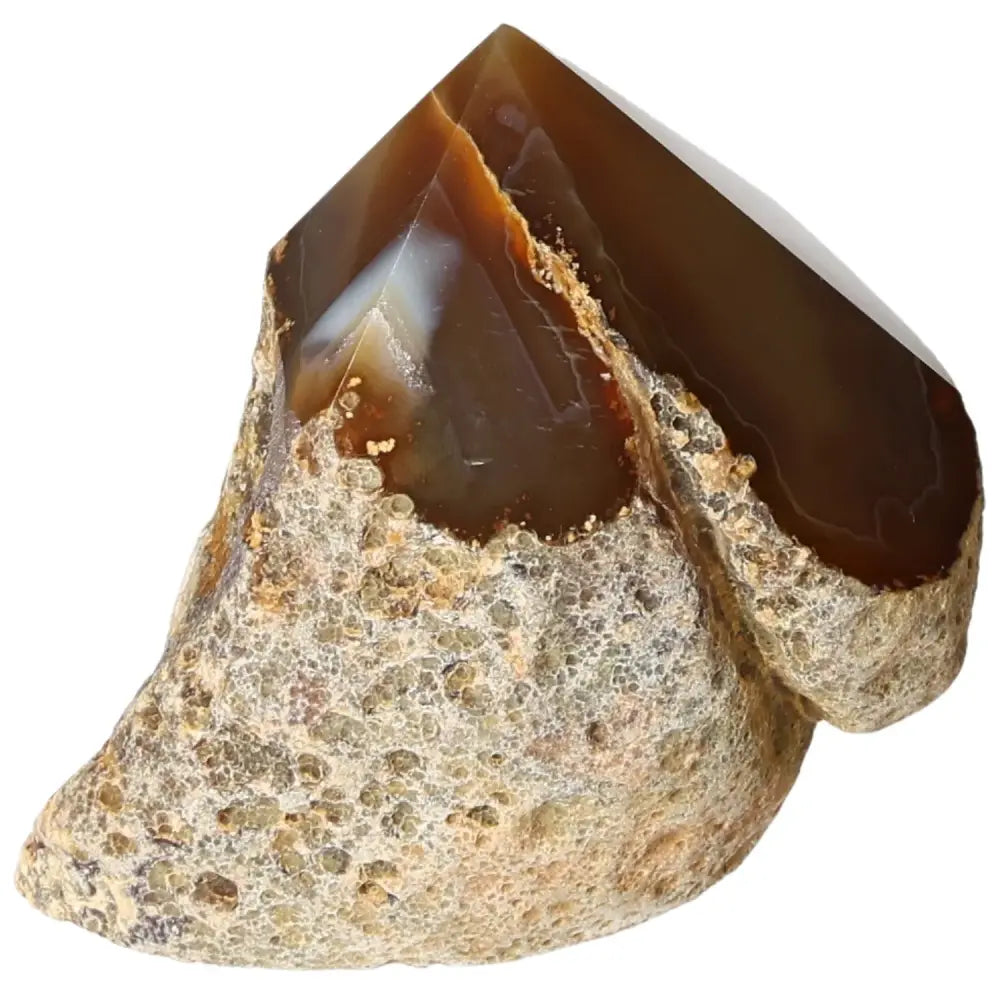 Polished Agate Point gemstone from Sylvia Crystals, showcasing natural beauty and energy-balancing properties for home or workspace.