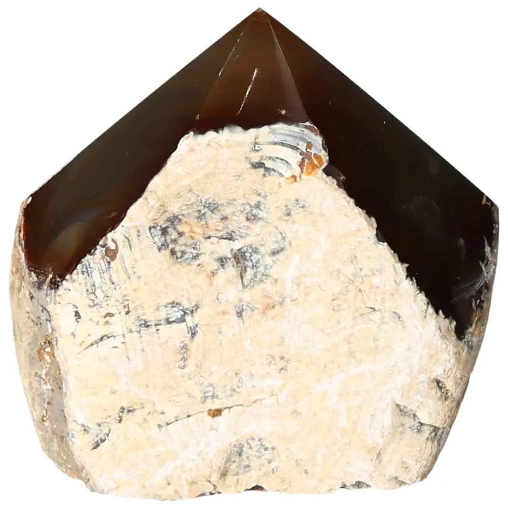 Polished Agate Point by Sylvia Crystals showcasing natural beauty and harmonizing energy, ideal for enhancing tranquility and grounding.