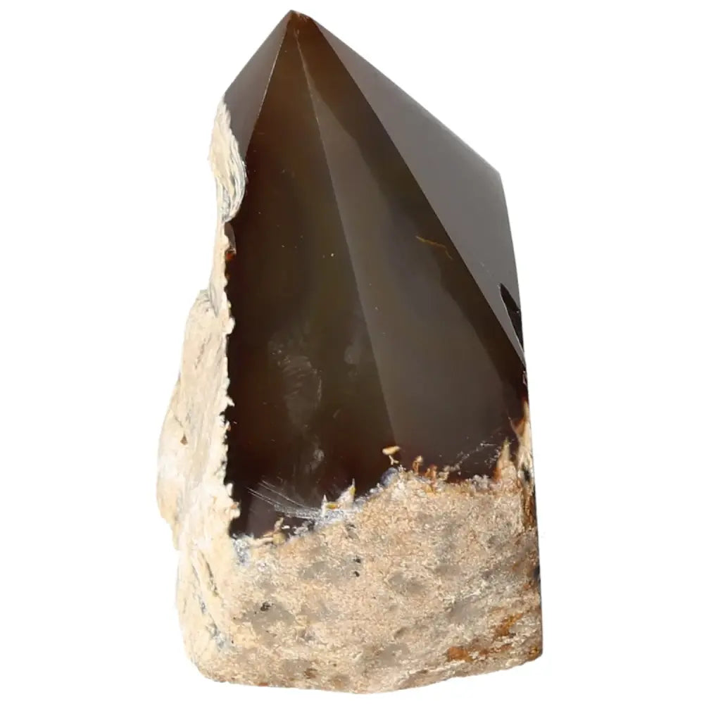 Polished Agate Point from Sylvia Crystals, showcasing its elegant and harmonizing energy for enhancing tranquility.
