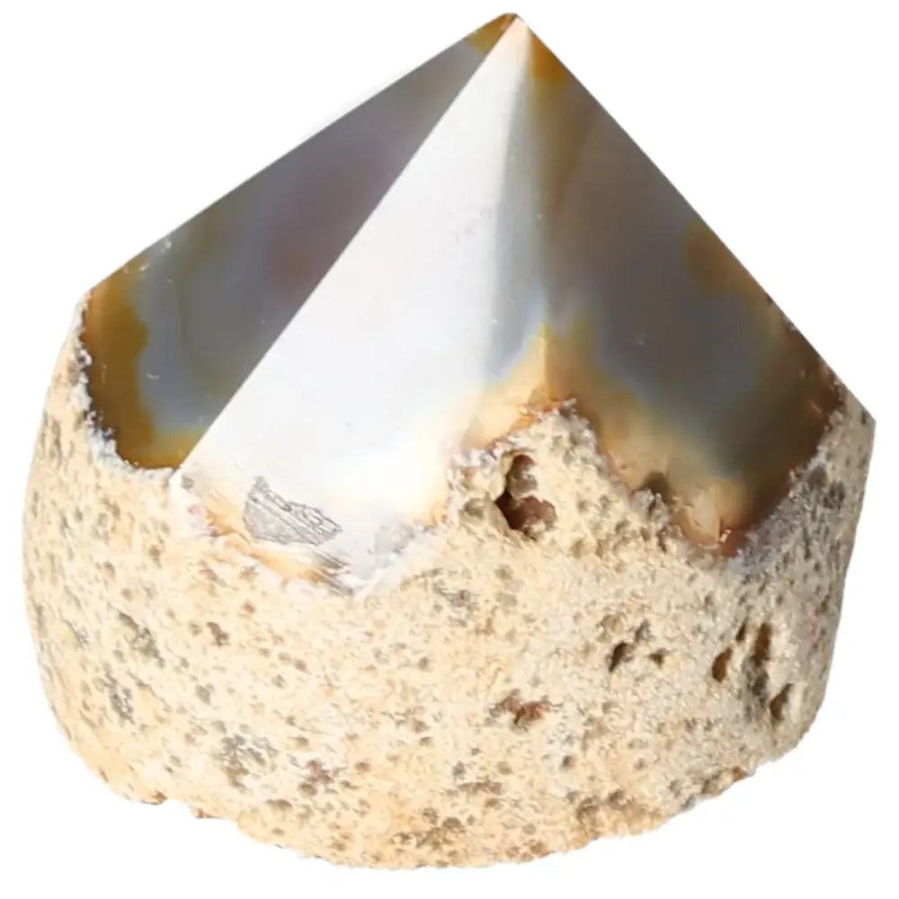 Polished Agate Point by Sylvia Crystals showcasing harmony and serenity, perfect for enhancing home or meditation spaces.
