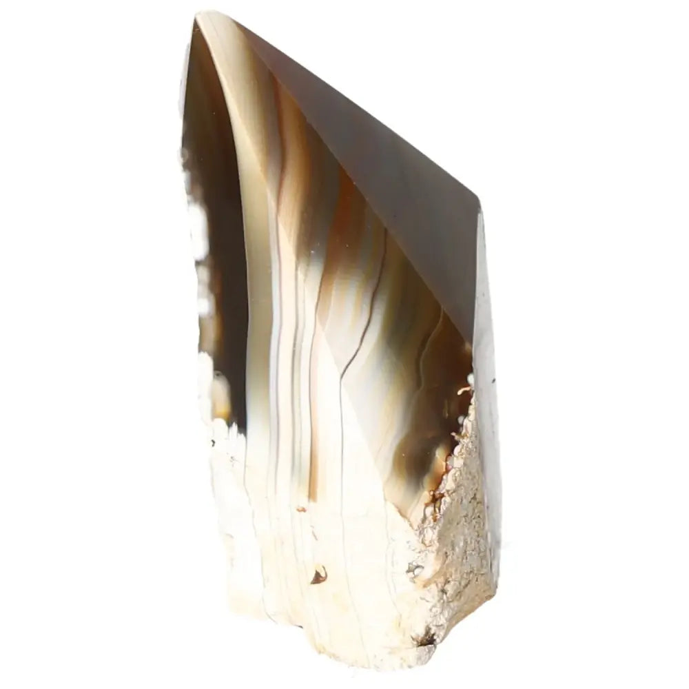 Polished Agate Point by Sylvia Crystals showcasing natural beauty and intricate patterns for spiritual serenity and harmony.