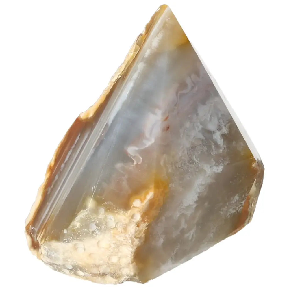 Polished Agate Point gemstone by Sylvia Crystals, featuring serene energy and exquisite charm, ideal for decor and grounding.