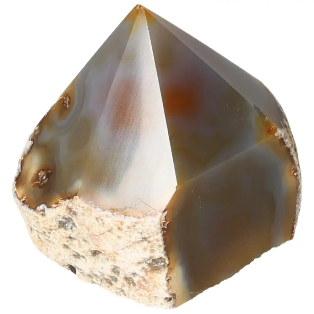 Polished Agate Point crystal from Sylvia Crystals, embodying harmony and serenity, ideal for home or meditation decor.