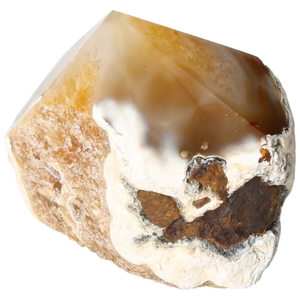 Polished Agate Point gemstone displaying natural colors, handpicked by Sylvia Crystals for spiritual harmony and energy balance.