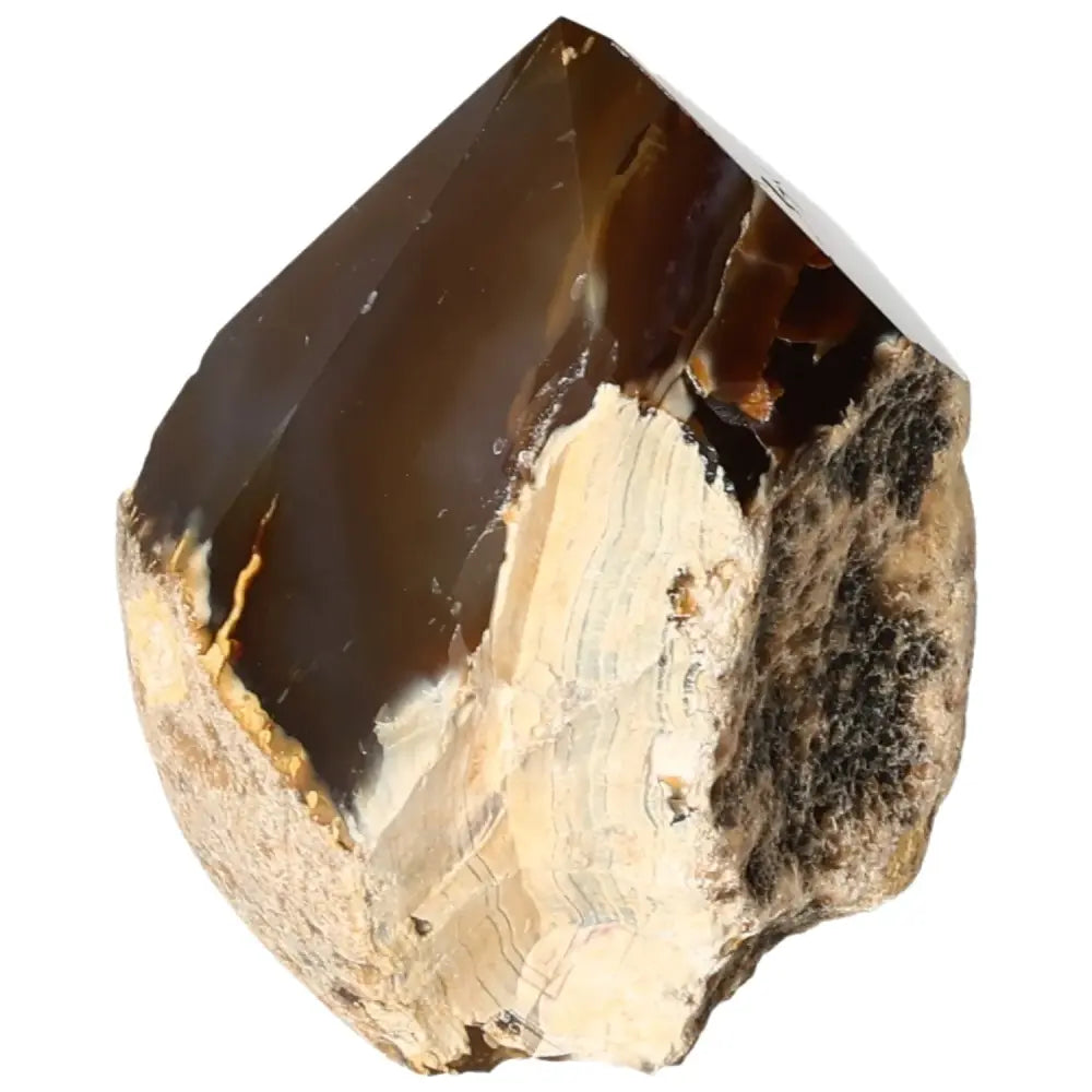 Polished Agate Point gemstone from Sylvia Crystals, enhancing meditation spaces with harmony and stability. Exquisite and premium quality.