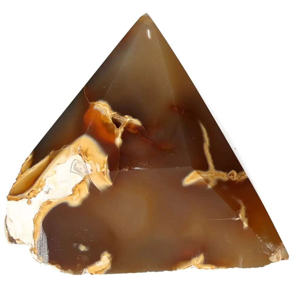 Exquisite polished agate point with unique patterns, embodying elegance and spiritual harmony for emotional balance.