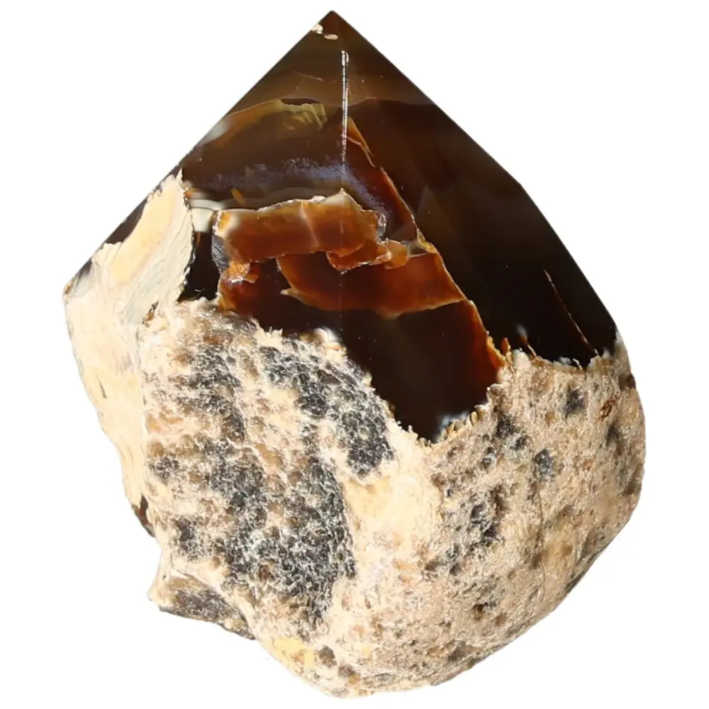 Handpicked polished agate point gemstone from Sylvia Crystals, ideal for meditation and energy harmonization.