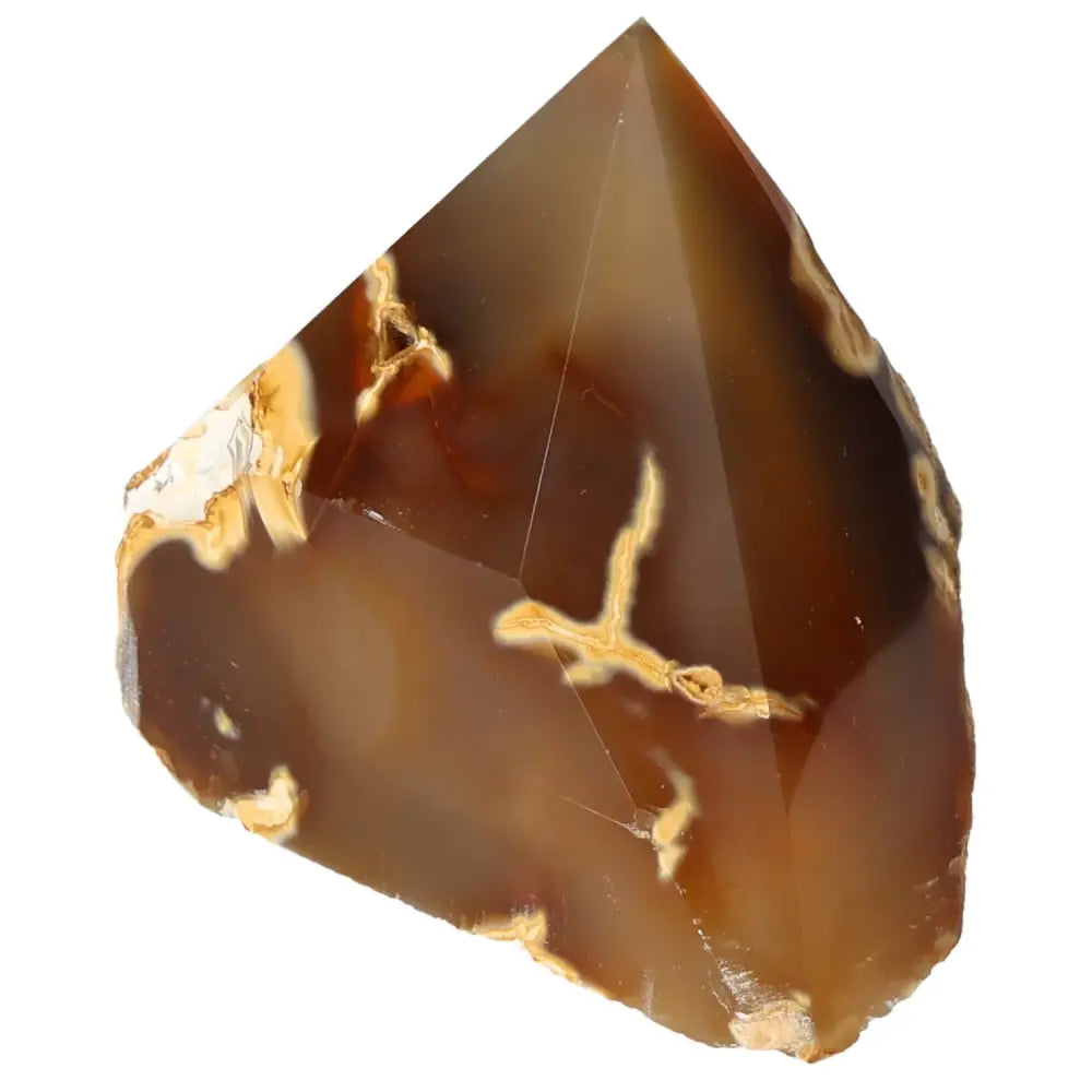 Polished Agate Point gemstone with unique patterns for emotional balance, from Sylvia Crystals, luxury and conscious living brand.