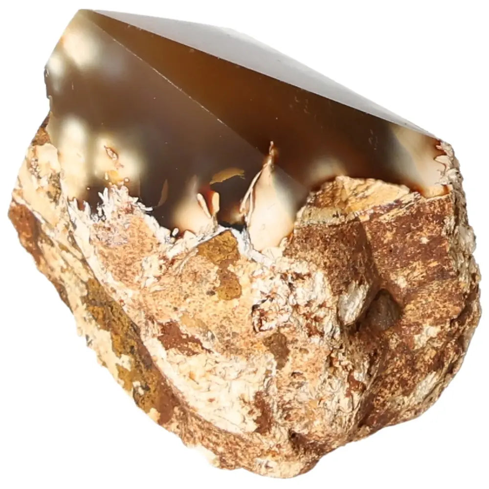 Polished Agate Point gemstone, harmonizing energies, premium from Sylvia Crystals, emotional balance, spiritual grounding.