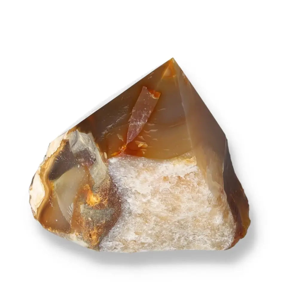 Polished Agate Point gemstone from Sylvia Crystals, showcasing its natural beauty and energy harmonizing properties.