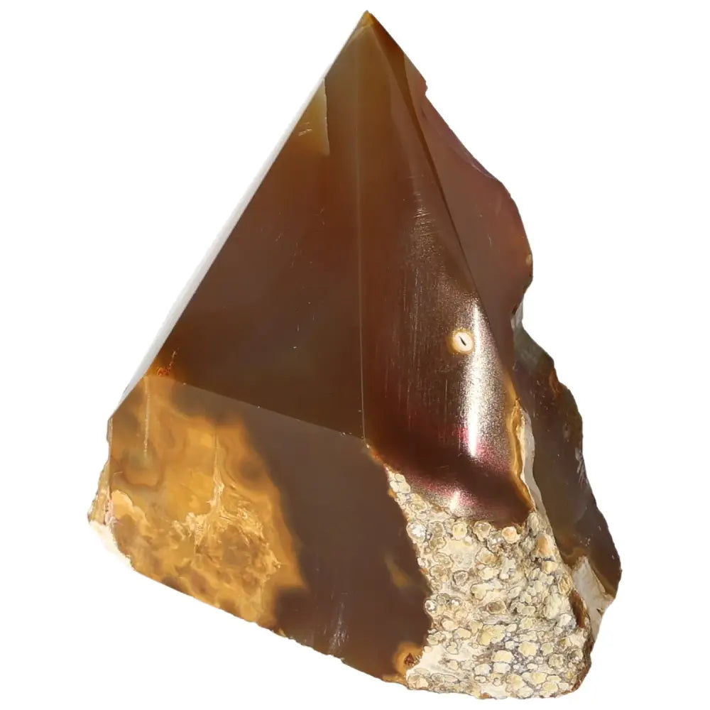 Polished agate point gemstone with natural colors, showcasing exquisite craftsmanship, ideal for energy harmonization and decoration.