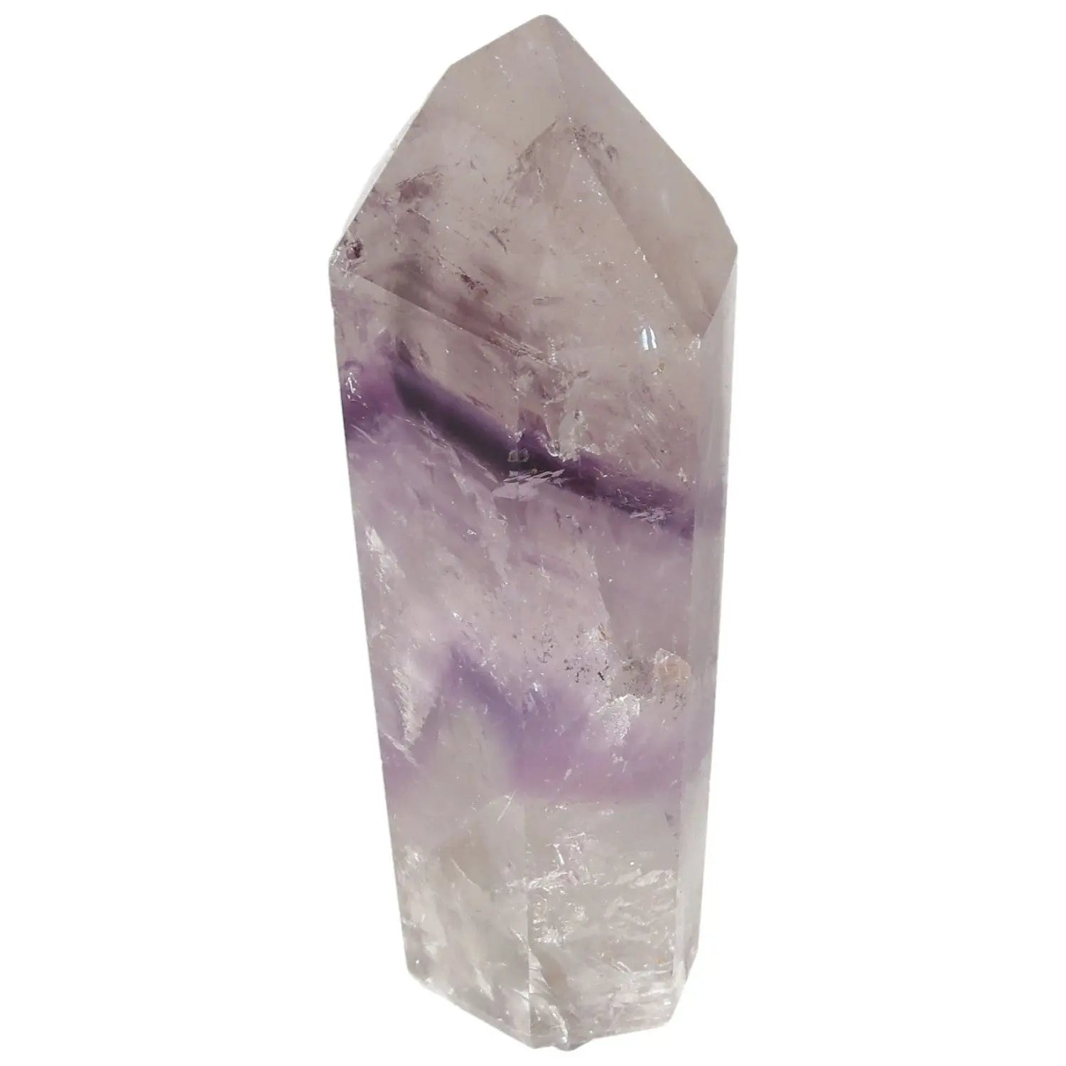 Polished Amethyst Obelisk from Sylvia Crystals, an elegant and luxurious crystal for stress reduction and spiritual enhancement.
