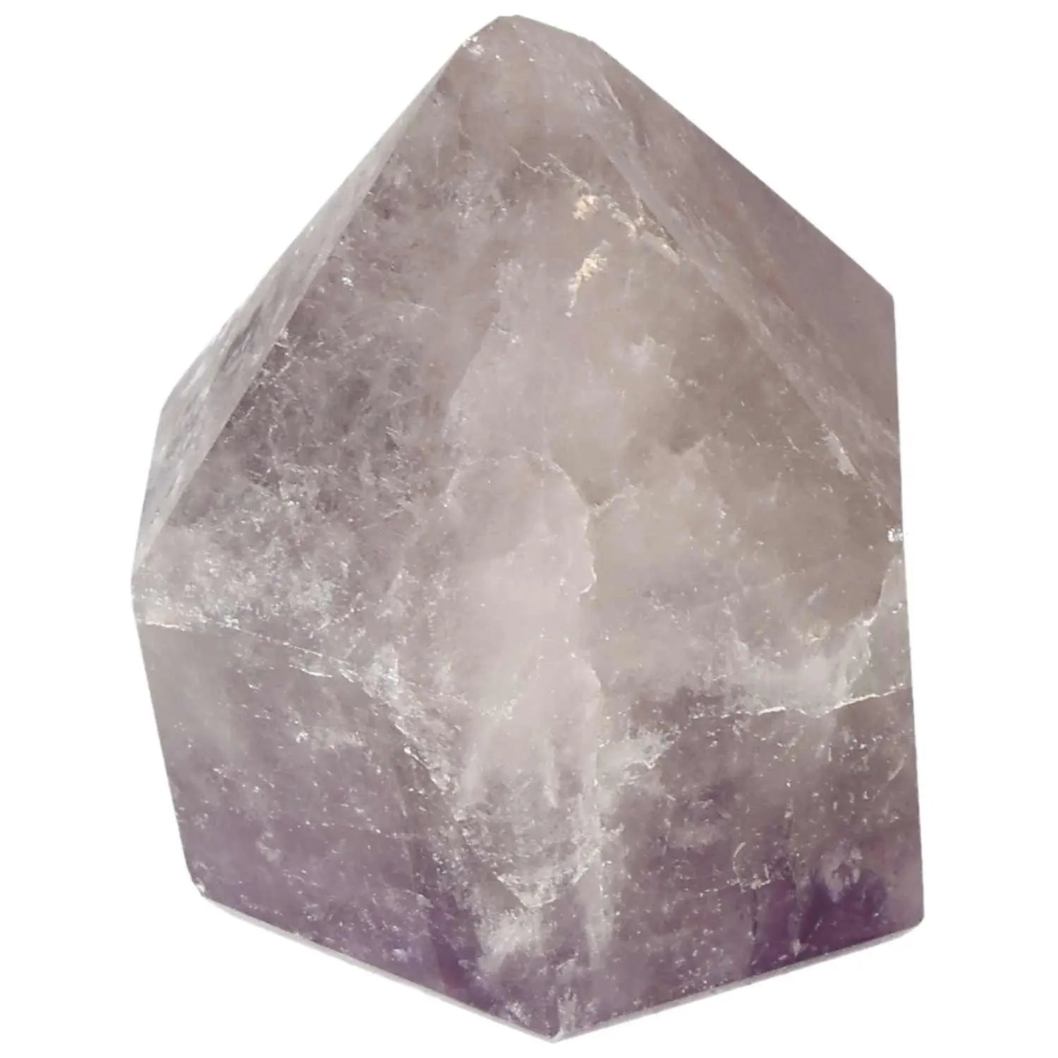 Polished Amethyst Obelisk by Sylvia Crystals, renowned for stress reduction and energy boost, elegantly handpicked for quality.