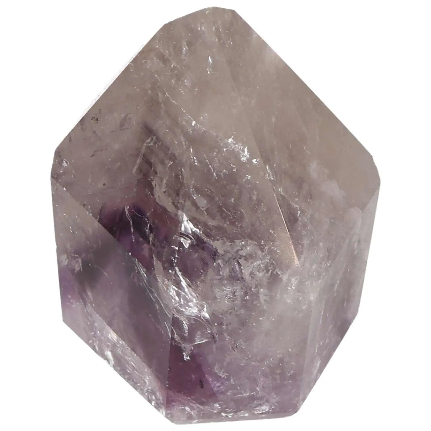 Polished Amethyst Obelisk by Sylvia Crystals, enhancing stress reduction and concentration with elegant energy-boosting properties.