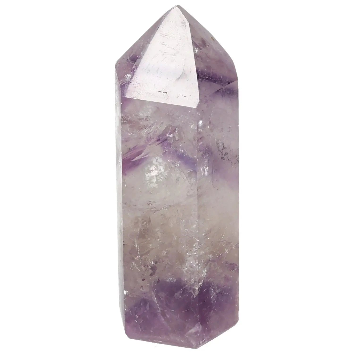 Polished Amethyst Obelisk from Sylvia Crystals, known for reducing stress and enhancing concentration, exquisite natural beauty.
