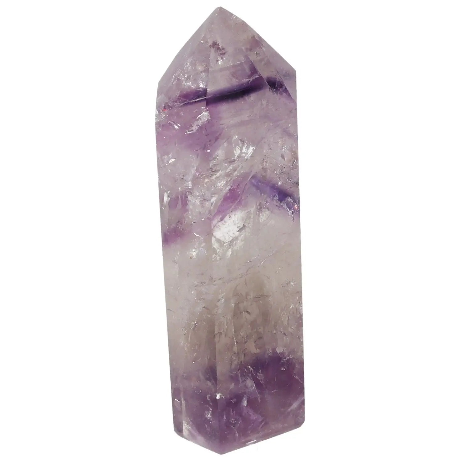 Polished Amethyst Obelisk by Sylvia Crystals, enhancing focus and reducing stress with natural beauty and vital energy.