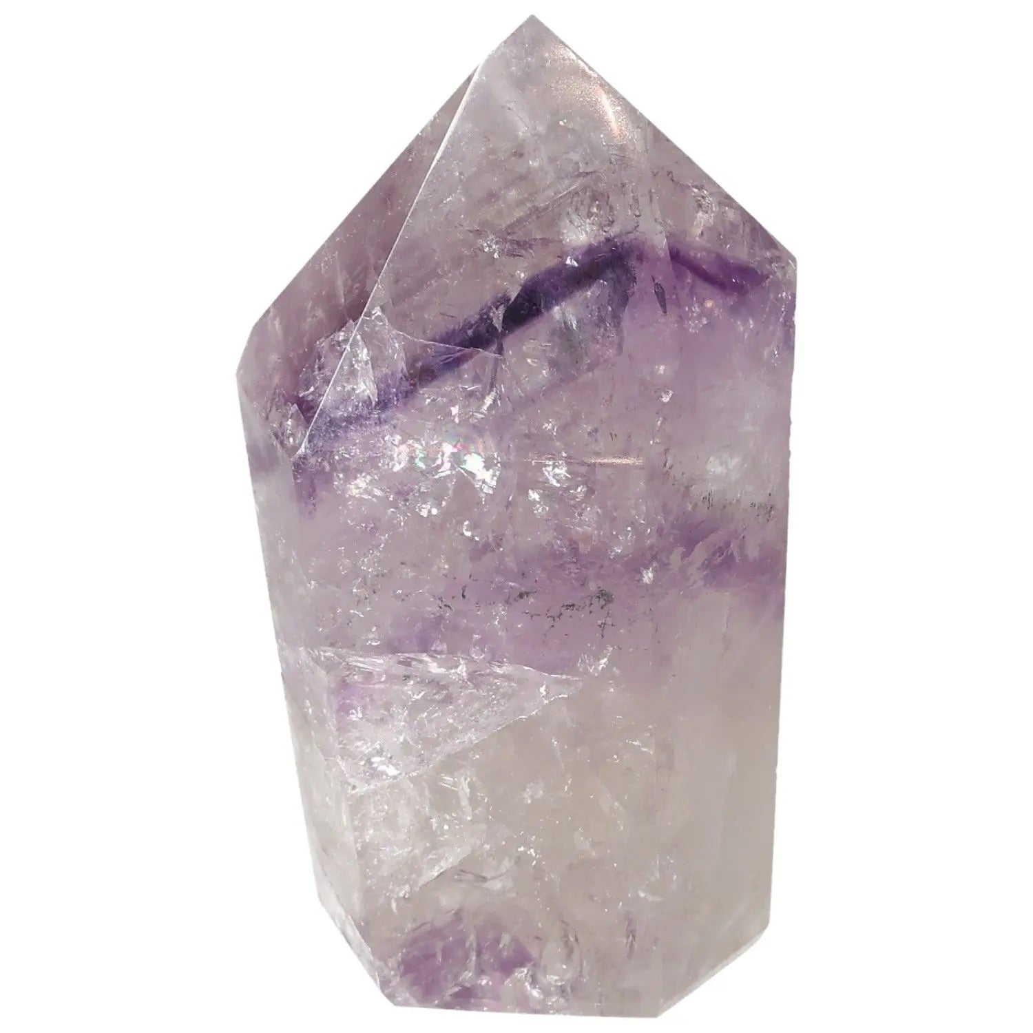 Polished Amethyst Obelisk, Sylvia Crystals' stress-relief stone, for enhancing focus and spiritual resonance; elegant gem.