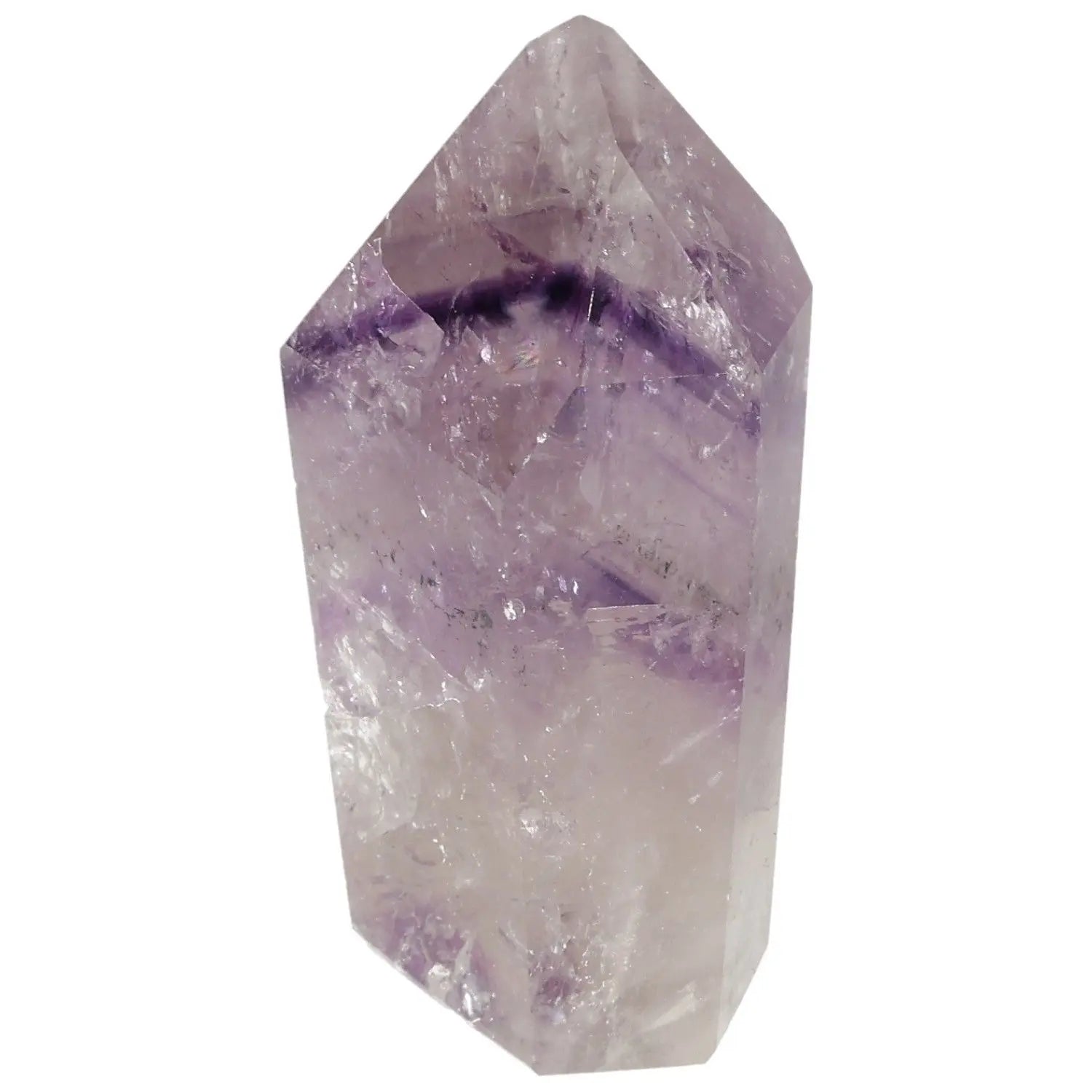 Polished Amethyst Obelisk crystal, featuring a purple hue, from Sylvia Crystals, known for stress relief and focus enhancement.
