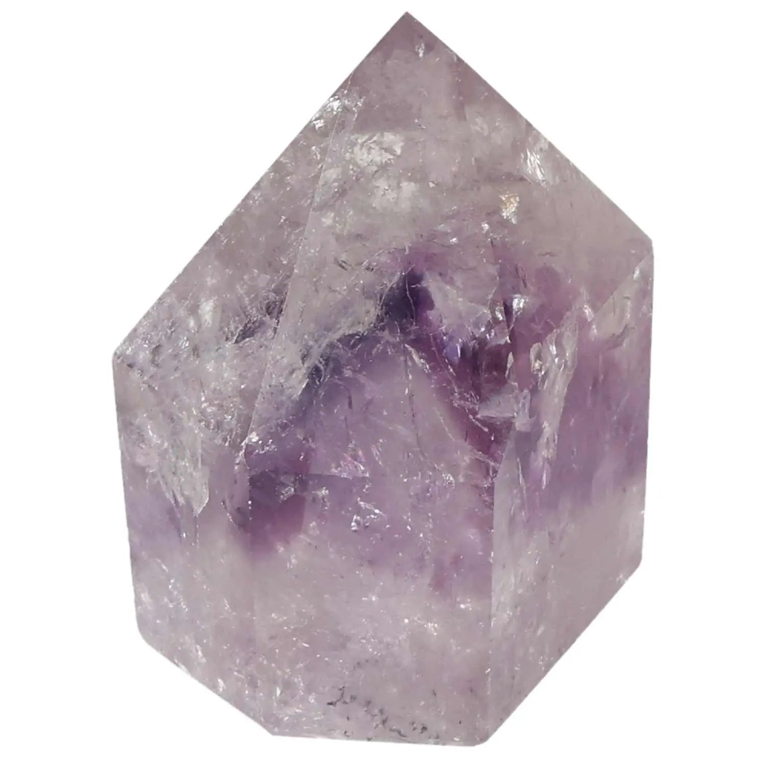 Polished Amethyst Obelisk from Sylvia Crystals, a decorative piece known for its calming properties and emotional balance enhancement.