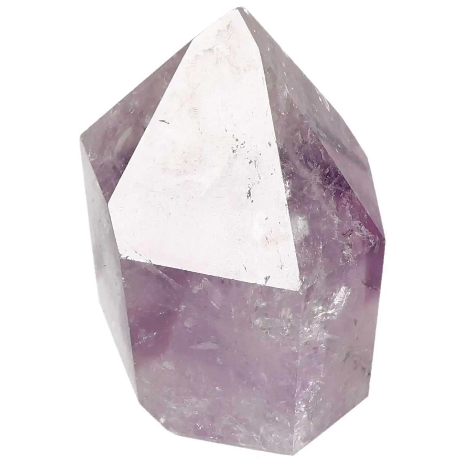 Polished Amethyst Obelisk for tranquility and clarity from Sylvia Crystals, showcasing stress-reducing properties and elegance.