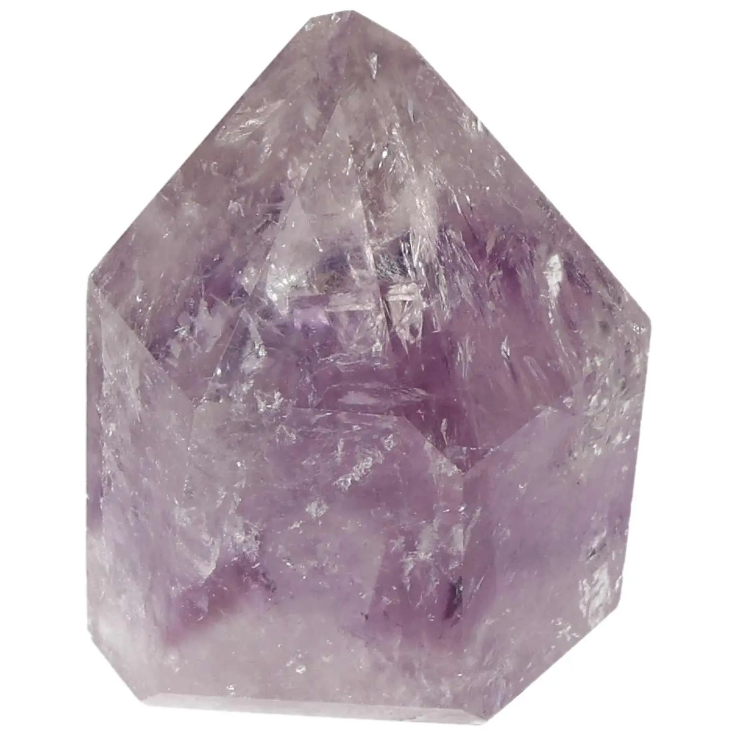 Polished Amethyst Obelisk offering tranquility and clarity from Sylvia Crystals, known for stress reduction and emotional balance.