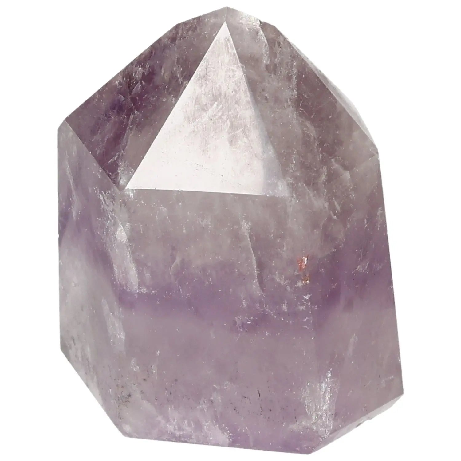 Polished Amethyst Obelisk from Sylvia Crystals, showcasing premium handpicked craftsmanship, promoting tranquility and focus.