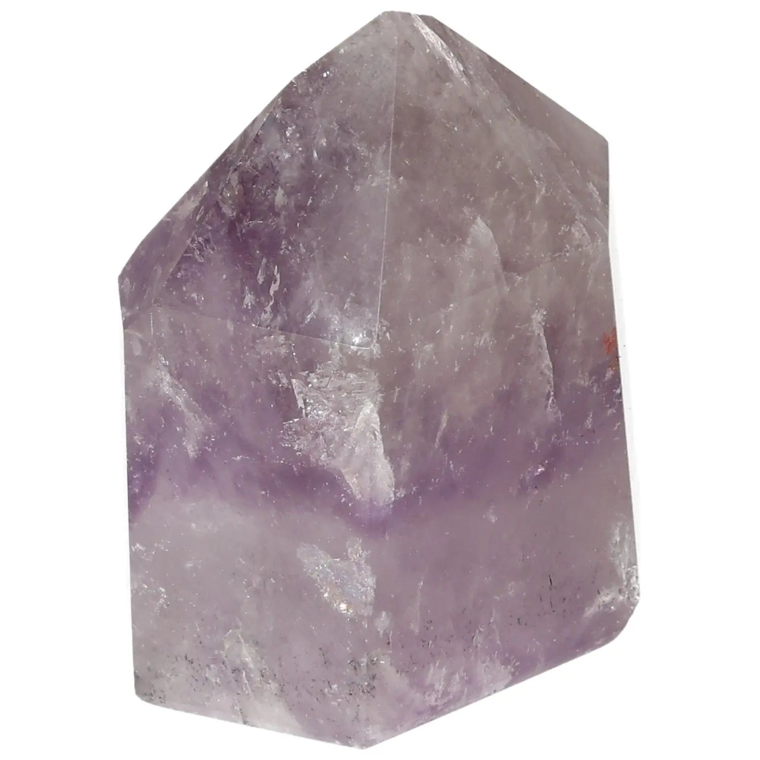 Polished Amethyst Obelisk from Sylvia Crystals, elegant crystal for stress reduction and focus enhancement in home decor.