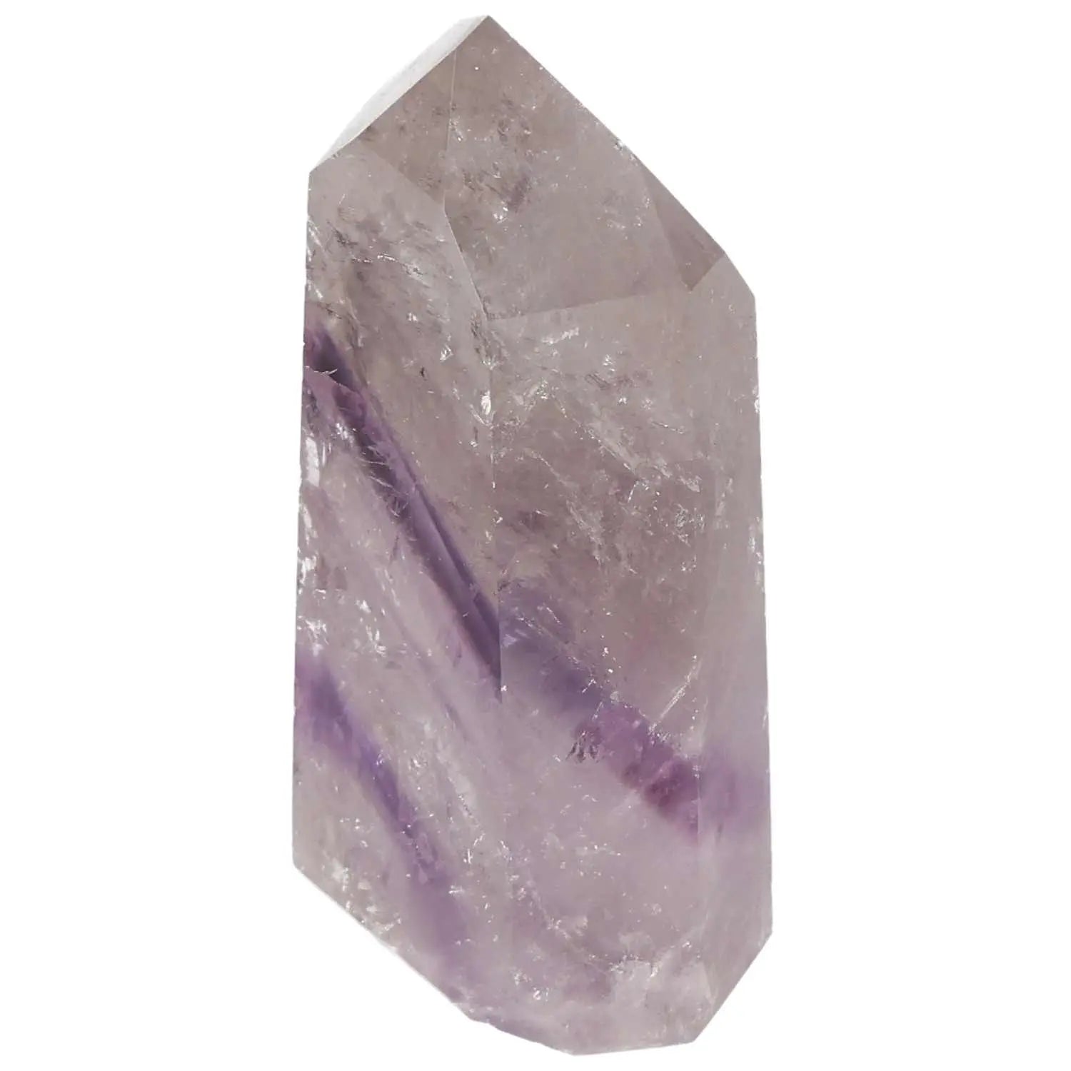 Polished Amethyst Obelisk from Sylvia Crystals offers stress relief and energy enhancement, epitomizing luxury in conscious living.