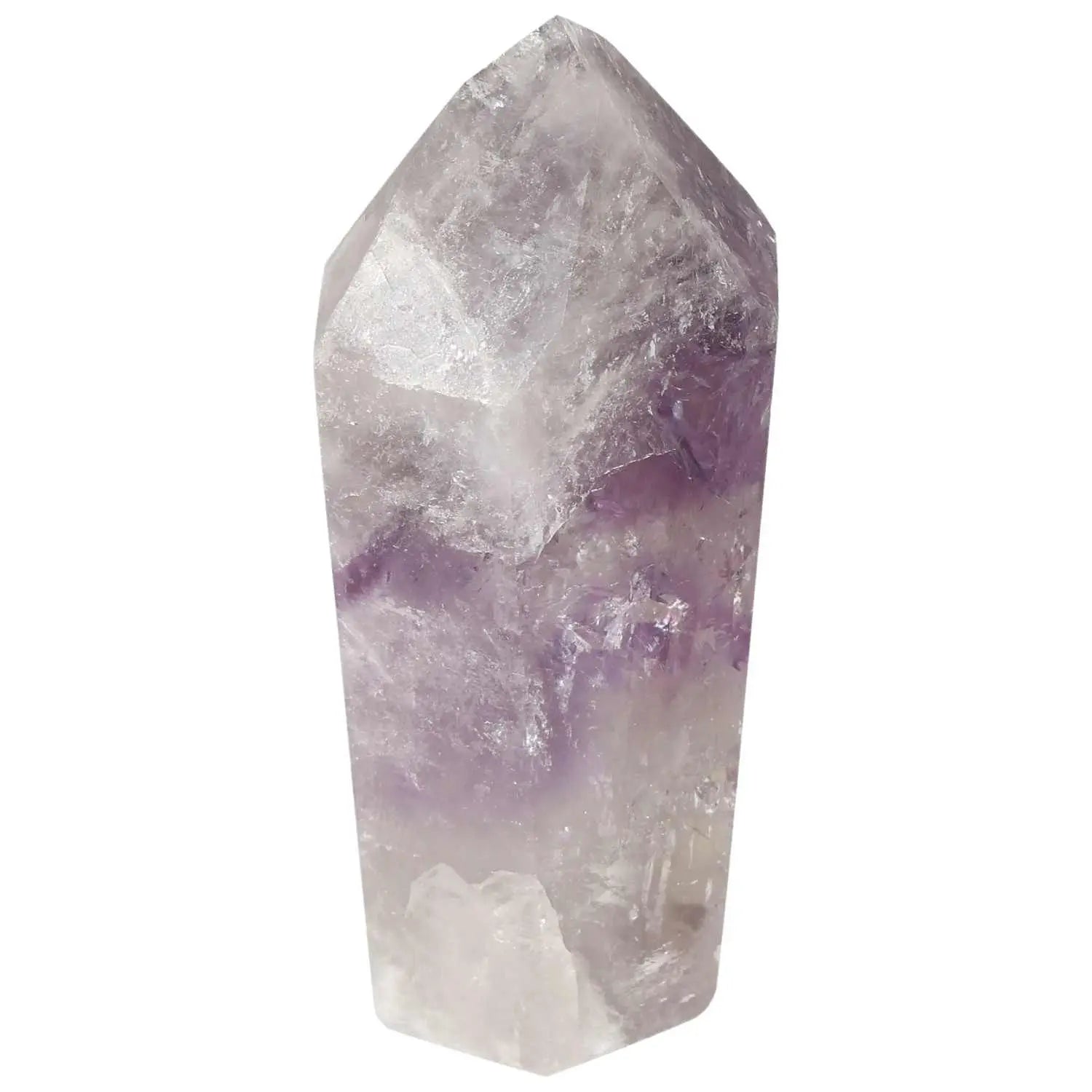 Polished Amethyst Obelisk by Sylvia Crystals, showcasing vibrant purple hues for stress relief and spiritual elegance.