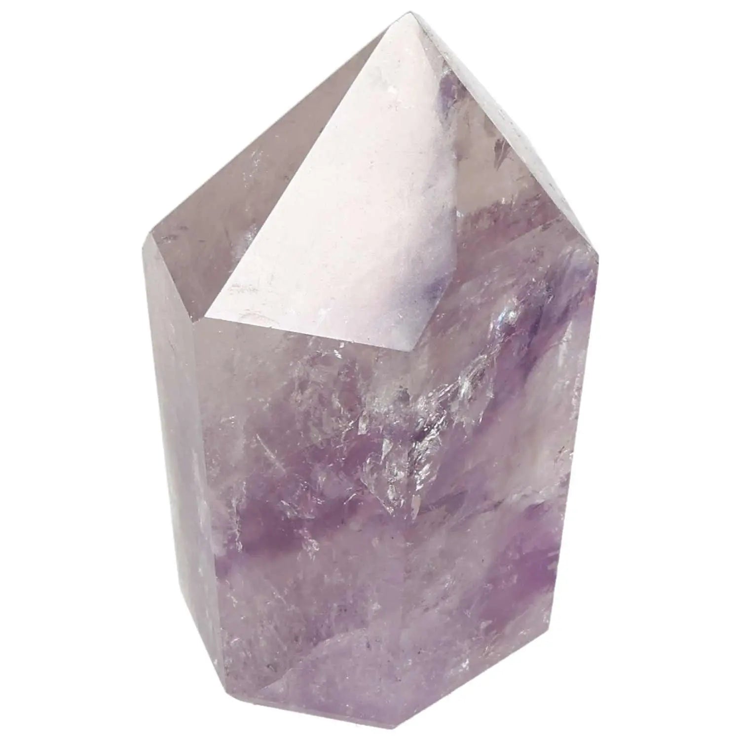 Polished Amethyst Obelisk by Sylvia Crystals, known for stress reduction and energy boost, high-quality handpicked stone.