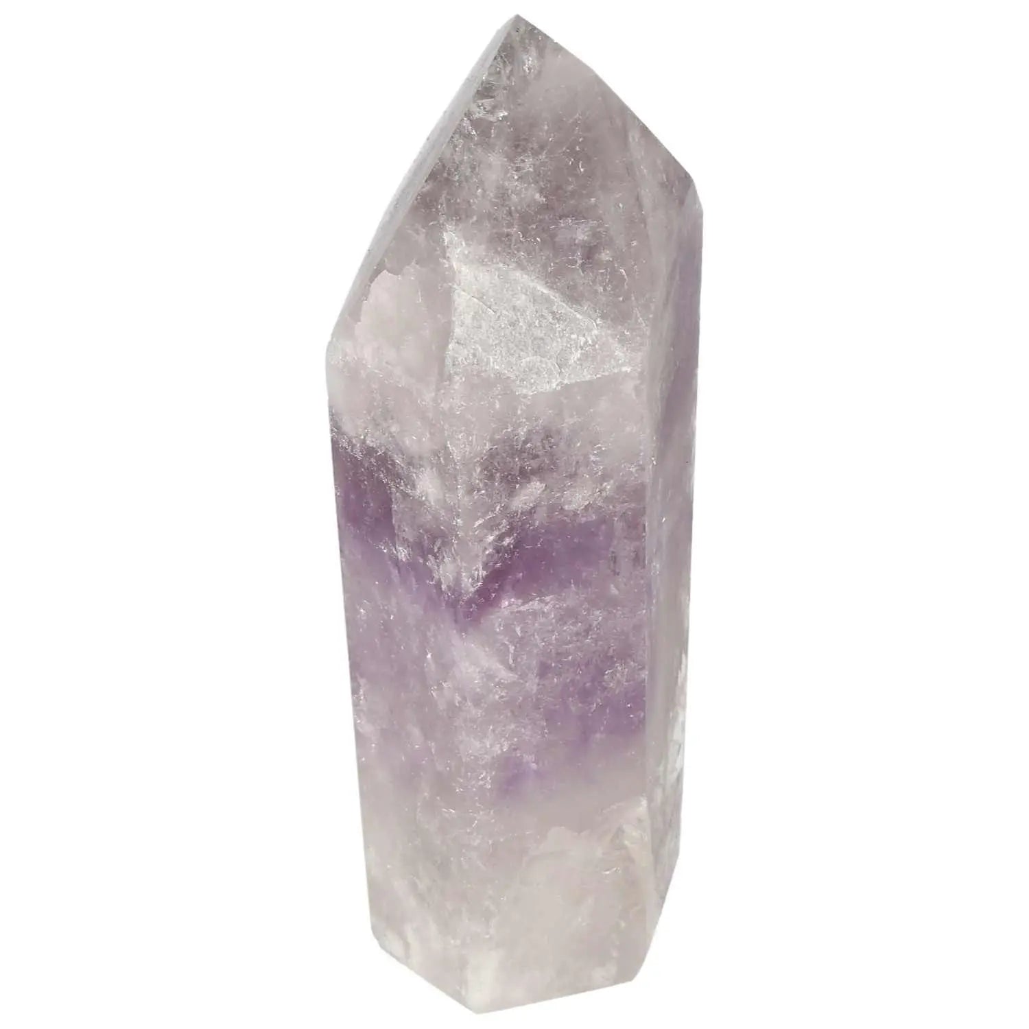 Polished Amethyst Obelisk from Sylvia Crystals, featuring soothing purple hues, known for stress reduction and energy infusion.