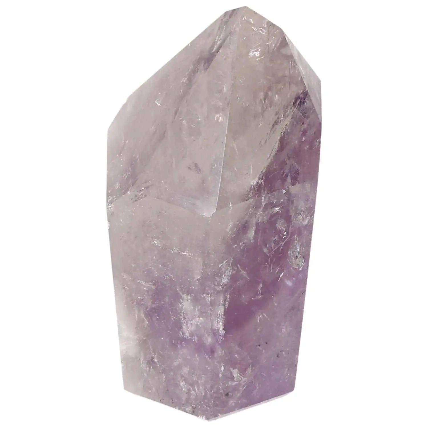 Polished Amethyst Obelisk by Sylvia Crystals, premium quality for stress reduction and energy enhancement.
