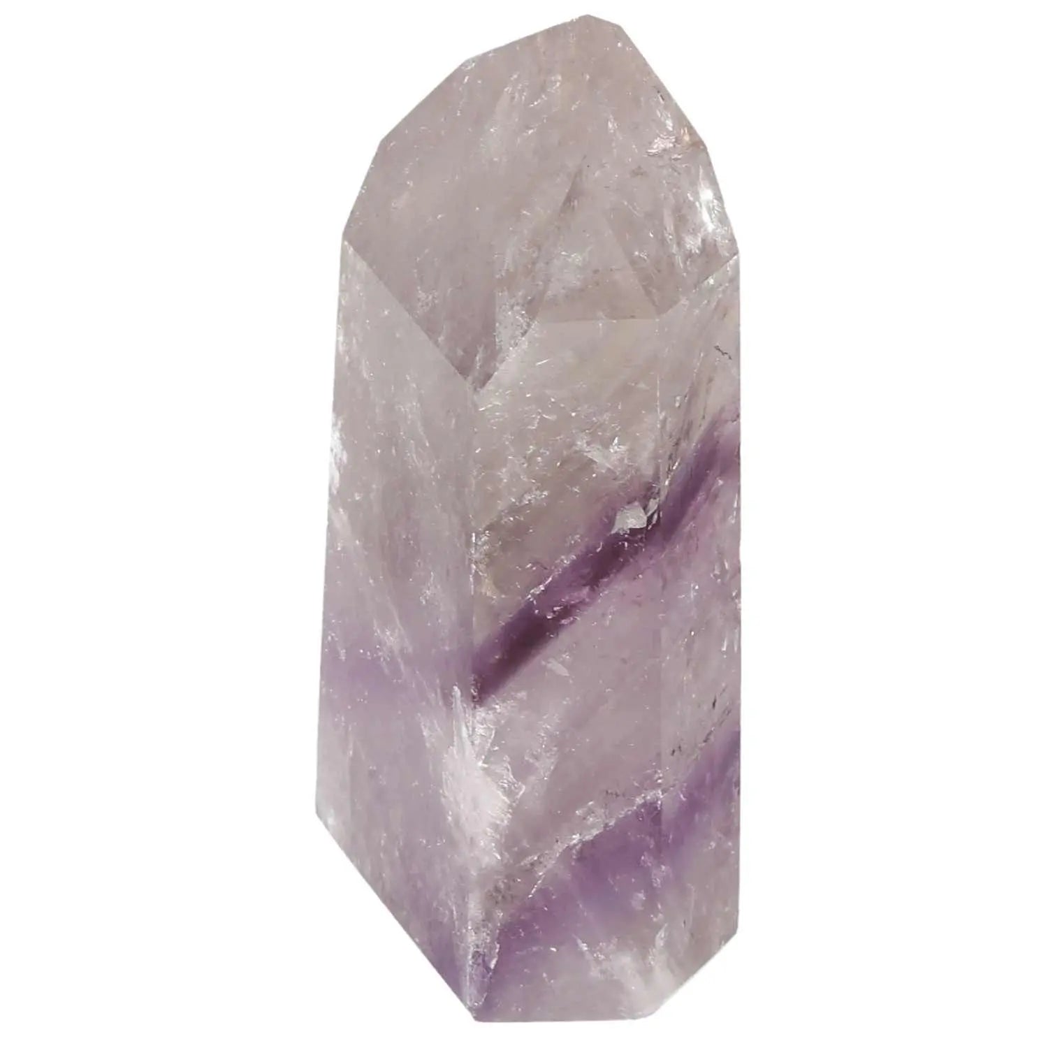 Polished Amethyst Obelisk from Sylvia Crystals, known for stress reduction and energy boosting properties.
